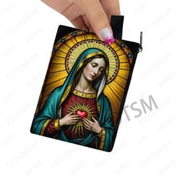 Holy Virgin Mary Print Coin Purses Lady of Guadalupe Cash Credit Card Holder Small Wallet Zipper Pouch Clutch Earphone Organizer