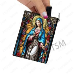 Holy Virgin Mary Print Coin Purses Lady of Guadalupe Cash Credit Card Holder Small Wallet Zipper Pouch Clutch Earphone Organizer
