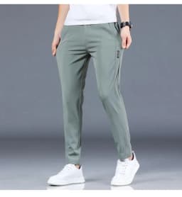 Ice silk men's pants 2025 summer new black gray thin business casual pants outdoor elastic breathable straight leg sports pants