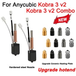 For Anycubic Kobra 3 V2/Kobra 3 V2 Combo Hotend Kit New Upgrade Hotend Ceramic Hotend 3D Printer Brass Hardened Steel Nozzle