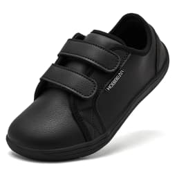 HOBIBEAR Kids Barefoot Sneakers | Hook Loop | Wide Toe Shoes | Artificial Leather Minimalist Lightweight Sneakers