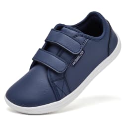HOBIBEAR Kids Barefoot Sneakers | Hook Loop | Wide Toe Shoes | Artificial Leather Minimalist Lightweight Sneakers