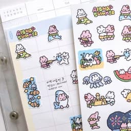 Cartoon Stickers Korean Cute Graffiti Style Rabbit Stickers Kawaii Cartoon Animal Stickers Hand Account Diary Scrapbook Stickers