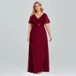Plus Size Evening Dresses Long XUCTHHC Elegant A Line V Neck Ruffles Chiffon Formal Wedding Party Dress Robe De Soiree 2021