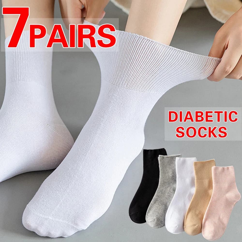 7 pairs women's non binding diabetes socks comfortable breathable shoes suitable for elderly and pregnant women for fat feet