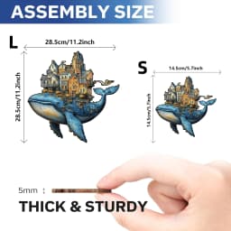 Wooden Puzzle for Adults -Whale Castle Puzzle, Unique Shape Wooden Jigsaw Puzzles, Modern Art Home Decor, Good Gift Idea