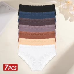 7PCS Cotton Panties For Women Seamless Ribbed Briefs Female Stretch Comfortable Underwear Ladies Low Waist Sexy Lingerie Solid