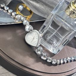 Women's Heart-Alloy Case Sparkly Cute Heart-Shaped Glass Rhinestone Bracelet Elegant Stylish Quartz Watch
