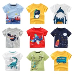 2 3 4 5 7 9 Years Summer Baby Boys Short Sleeve T-shirt Children Kids Cotton Cartoon Tops For Little Boys KF1022