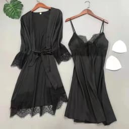 White 5PCS Sleep Set Pajamas Lady Lace Satin Pyjamas Kimono Bath Gown Loose Sleepwear Home Cloting V-Neck Casual Nightwear