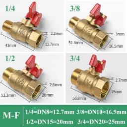 1/4" 3/8" 1/2" 3/4" Female To Female Thread Two Way Brass Shut Off Ball Valve With Butterfly Handle For Fuel Gas Water Oil Air