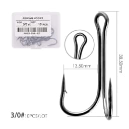 10pcs/box Double Fishing Hook Fly Tying Double Frog Hook Bass Weedless Fishing Asist Hooks Fishhook for Soft Lure Jig Head