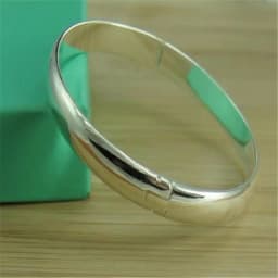 New 925 Sterling Silver Bracelet Simple Glossy Open Bangle Fashion Jewelry Gift