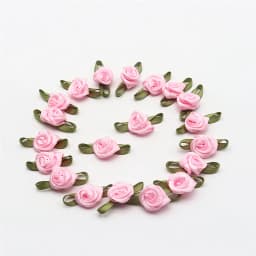 Plus Leaf Polyester Flower Ribbon Flower Bud with Leaf Rose Flower Apparel Underwear Polyester Decorative Flower 30-60pcs