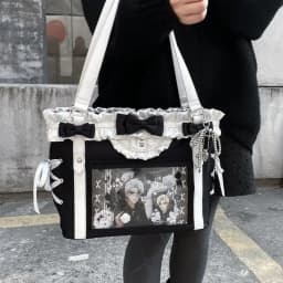 New Fashion Design for Girls Y2K Ulzzang Ita Bag Sweet Preppy Style Shoulder Bag for Women Large Capacity Ribbon Bow Tote Bag