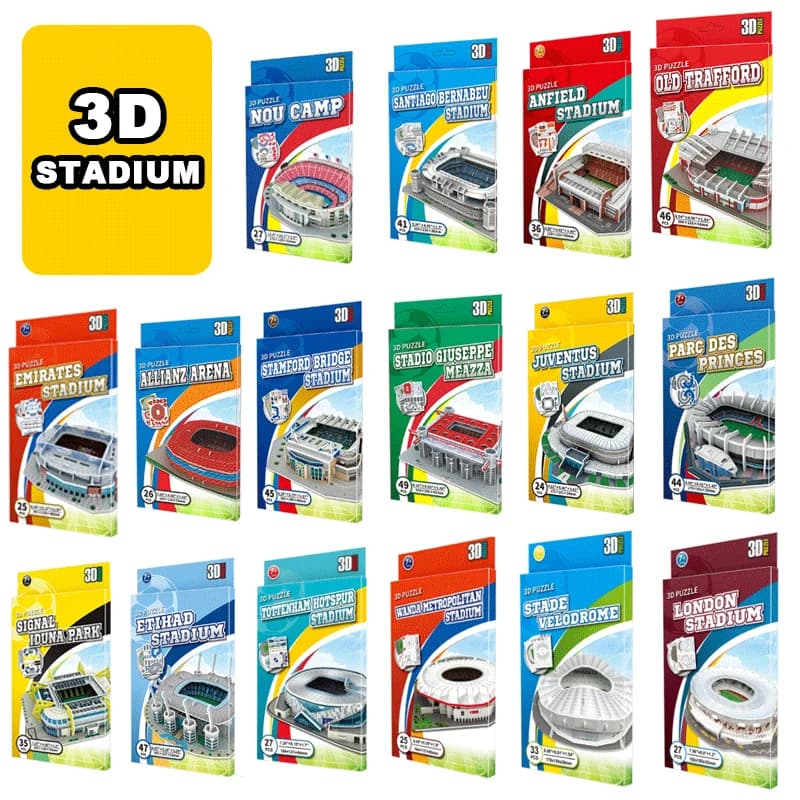 3D Stadium Puzzle Bernabeu Camp Nou Anfield Stadium League Football Stadium Model, Famous Buildings Children's 3d Puzzle Toys