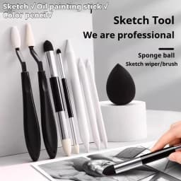 Artist Blending Sponge Pens Washable Dual-Tip Pastel Stumps & Sketch Brushes - Versatile Art Foam Blenders For Drawing Painting