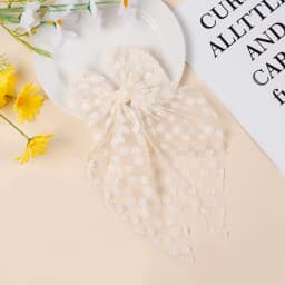 1pc Girls Wedding Decor Embroidery Lace Bow Long Tail Hair Accessory Kids Party Wear Hair Clip Teenage Fahion Ponytail Barrettes