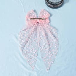 1pc Girls Wedding Decor Embroidery Lace Bow Long Tail Hair Accessory Kids Party Wear Hair Clip Teenage Fahion Ponytail Barrettes