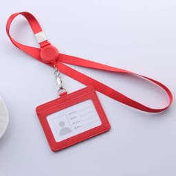 Retractable Lanyard Card Holder PU Badges Set Stationery ID Card Holder with Lanyard Badge Holder Business Name Tag Accessories