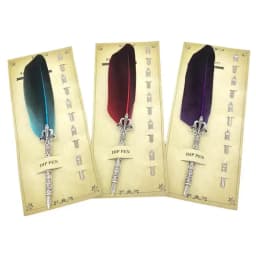 1 Set Multicolor Retro Quill Dip Pen Turkey Feather Pen Quill Oblique + 5 Nibs+ Pen Set Gift Writing Tools Office School Supply