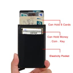 Slim Aluminum Wallet With Elasticity Back Pouch ID Credit Card Holder Mini RFID Wallet Automatic Pop up Bank Card Case