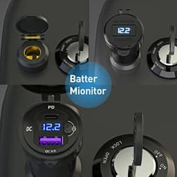 DIN Hella Plug to USB C PD 3.0 QC 3.0 USB Charger Power Adapter Voltmeter with ON-Off Switch for BMW Ducati Triumph Motorcycle