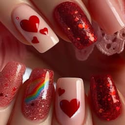 24Pcs Short Square Coffin False Nails Square Fake Nails with Glue French Glitter Wearable Acrylic Nails Set Press on Nail Tips