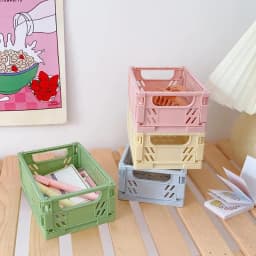 New Mini Plastic Stackable Foldable Stationary Holder Simple Cute Student Office Desktop Storage Box Stationery Home Organizer