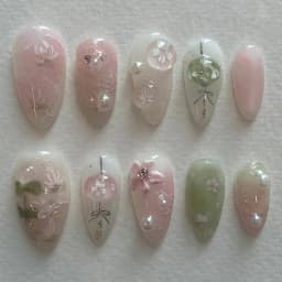 24pcs/Box Long Coffin False Nails Art Rose with Glue Wearable Nude Pink White Color Jelly Nails Tips Full Cover Press on Nails