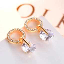 Huitan Korean Partysu Style Brilliant Cubic Zirconia Women Drop Earrings 4 Colors Simple Stylish Female Delicate Earring Jewelry