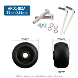 Luggage Suitcase Replacement Wheels OD 36-50mm Axles Deluxe Black With Screw Suitable For 18-26 Inch Suitcase Swivel Caster