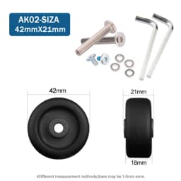 Luggage Suitcase Replacement Wheels OD 36-50mm Axles Deluxe Black With Screw Suitable For 18-26 Inch Suitcase Swivel Caster