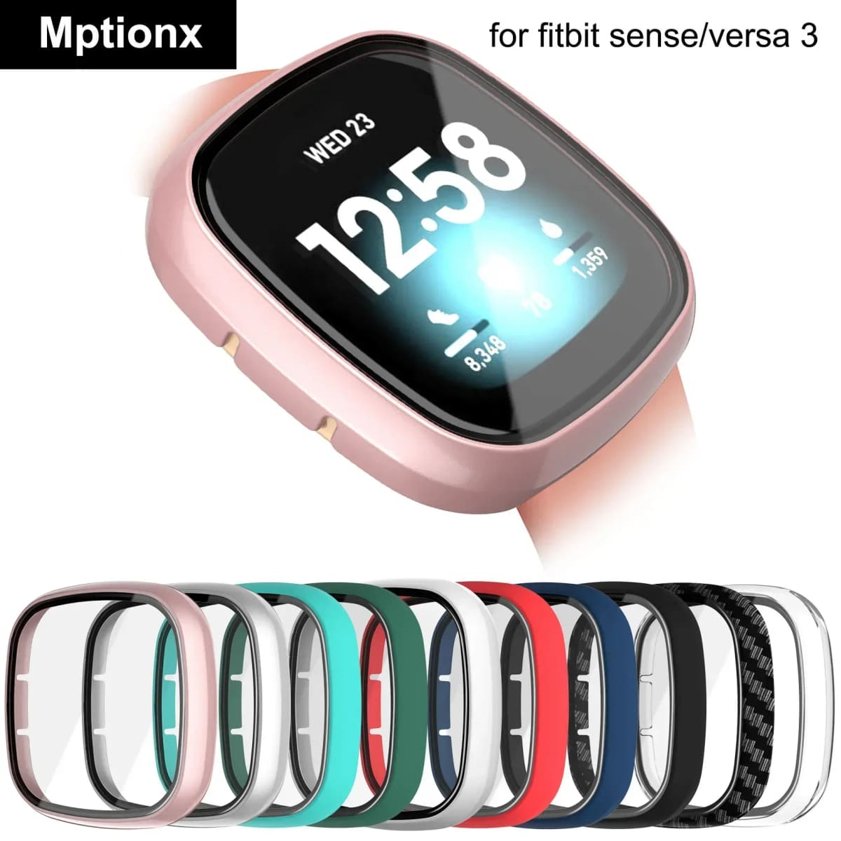 Matte Protective Case for Fitbit versa 3/Sense Cover Screen Protector Full Protective Shell for Fitbit versa 4/Sense2 Accessorie