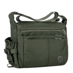 Men's Casual Shoulder Messenger Bag Splash-proof Nylon Oxford High Capacity Horizonta Crossbody Bag With Water Cup Side Pocket