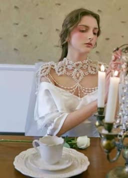 YouLaPan G09 Luxury Necklace Pearls Beads Wedding Shawl Bolero Vintage Tassels Capele for Bride DIY Wedding Cock Tail Party