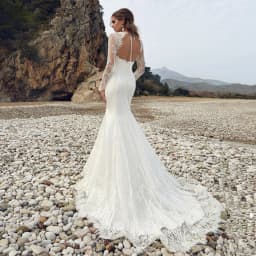 Lace Mermaid Wedding Dresses Vestido De Noiva Customized Long Sleeves V Neck Backless Sweep Train Woman Boho Bridal Gown