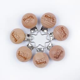 20Pcs/Lot Wooden Pacifier Clip Beech Pacifier Clips Chewable Teething Diy Dummy Clip Chains Baby Teether Nursing Accessories