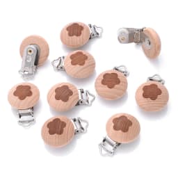 20Pcs/Lot Wooden Pacifier Clip Beech Pacifier Clips Chewable Teething Diy Dummy Clip Chains Baby Teether Nursing Accessories