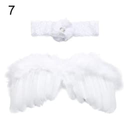 2pcs/set Cute Newborn Angel Feather Wings with Baby Girl Rose Flower Headband Hair Accessories for Infant Photography Props