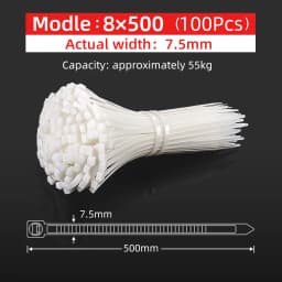 100Pcs 8 Series Width 7.5MM 200/250/300/350 Nylon Ties Cable Plastic Wire Fixed Strap White/Black Self-Locking StrongTensile