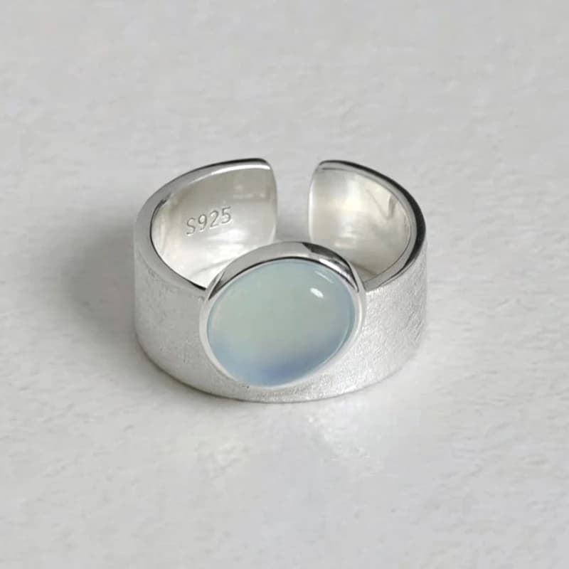 925 Sterling Silver Rings For Women Blue Moonstone Adjustable Engagement Wedding Ring Luxury Birthday Party Jewelry Gift