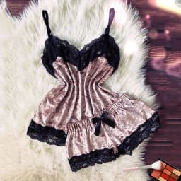 Summer Pyjamas Women Velvet Bow Sleepwear Sleeveless Strap Nightwear Lace Trim Cami Top Pajama Sets Femme Sexy Lingerie