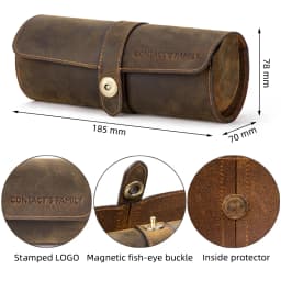3 Slot Watch Box Handmade Watch Roll Travel Case Wristwatch Pouch 100% Cow Leather Slid in Out Organizer Gifts