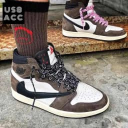 Premium Printed Travis Hip Grimace Letter Design 8mm Flat Shoelaces Shoestring Men Perfect for Jumpman 1 Airforce 11 AF Sneakers