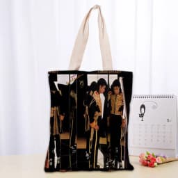 KPOP Michael Jacks Tote Bag Women Canvas Fabric Bags Eco Reusable Shopping Bags Traveling Beach Casual Useful Shoulder Bag 03-18