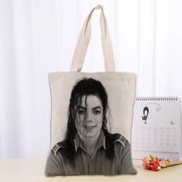 KPOP Michael Jacks Tote Bag Women Canvas Fabric Bags Eco Reusable Shopping Bags Traveling Beach Casual Useful Shoulder Bag 03-18