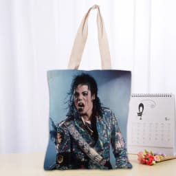 KPOP Michael Jacks Tote Bag Women Canvas Fabric Bags Eco Reusable Shopping Bags Traveling Beach Casual Useful Shoulder Bag 03-18
