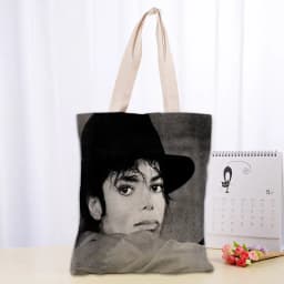 KPOP Michael Jacks Tote Bag Women Canvas Fabric Bags Eco Reusable Shopping Bags Traveling Beach Casual Useful Shoulder Bag 03-18