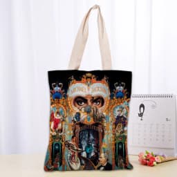 KPOP Michael Jacks Tote Bag Women Canvas Fabric Bags Eco Reusable Shopping Bags Traveling Beach Casual Useful Shoulder Bag 03-18